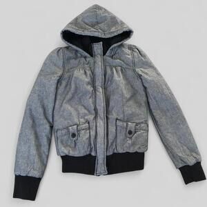 Roxy Grey and Black Chevron Hooded Jacket! 🩶